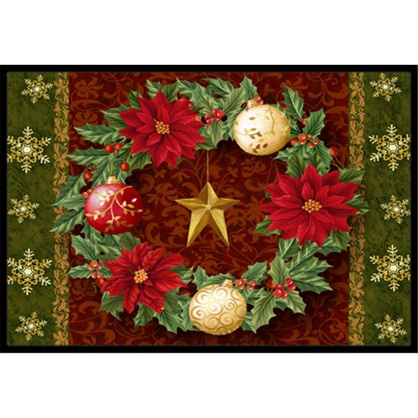 Jensendistributionservices Holly Wreath With Christmas Ornaments Indoor & Outdoor Mat, 24 x 36 in. MI2556485 - main